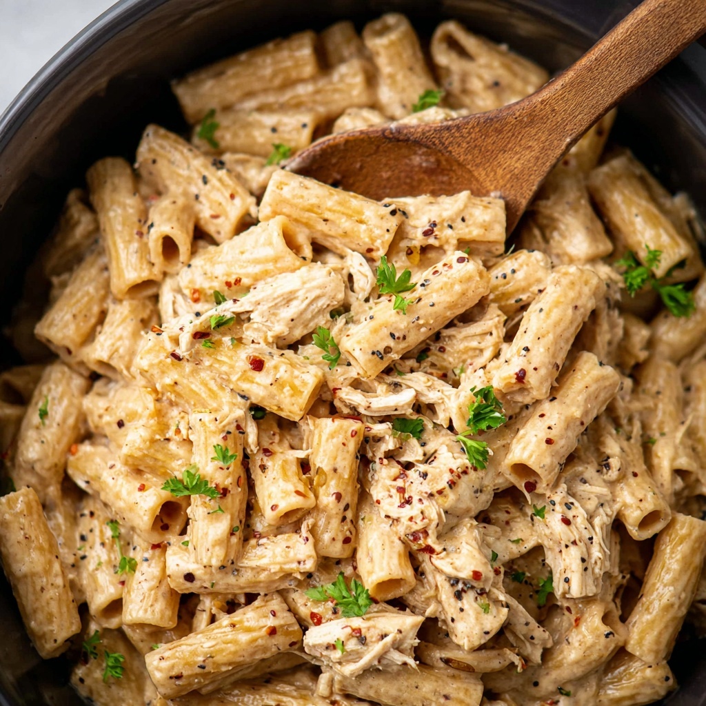 Crockpot Garlic Parmesan Chicken Pasta Recipe - Recipe Image