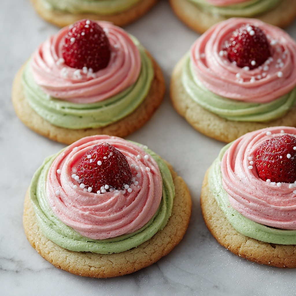 Strawberry Frosted Matcha Cookies Recipe - Recipe Image