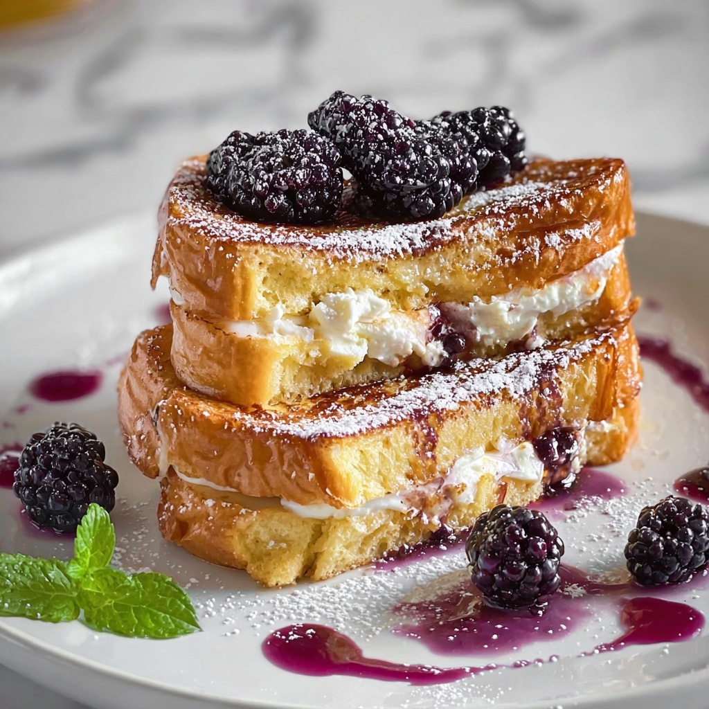 Cream Cheese Stuffed French Toast with Blackberry Compote Recipe - Recipe Image
