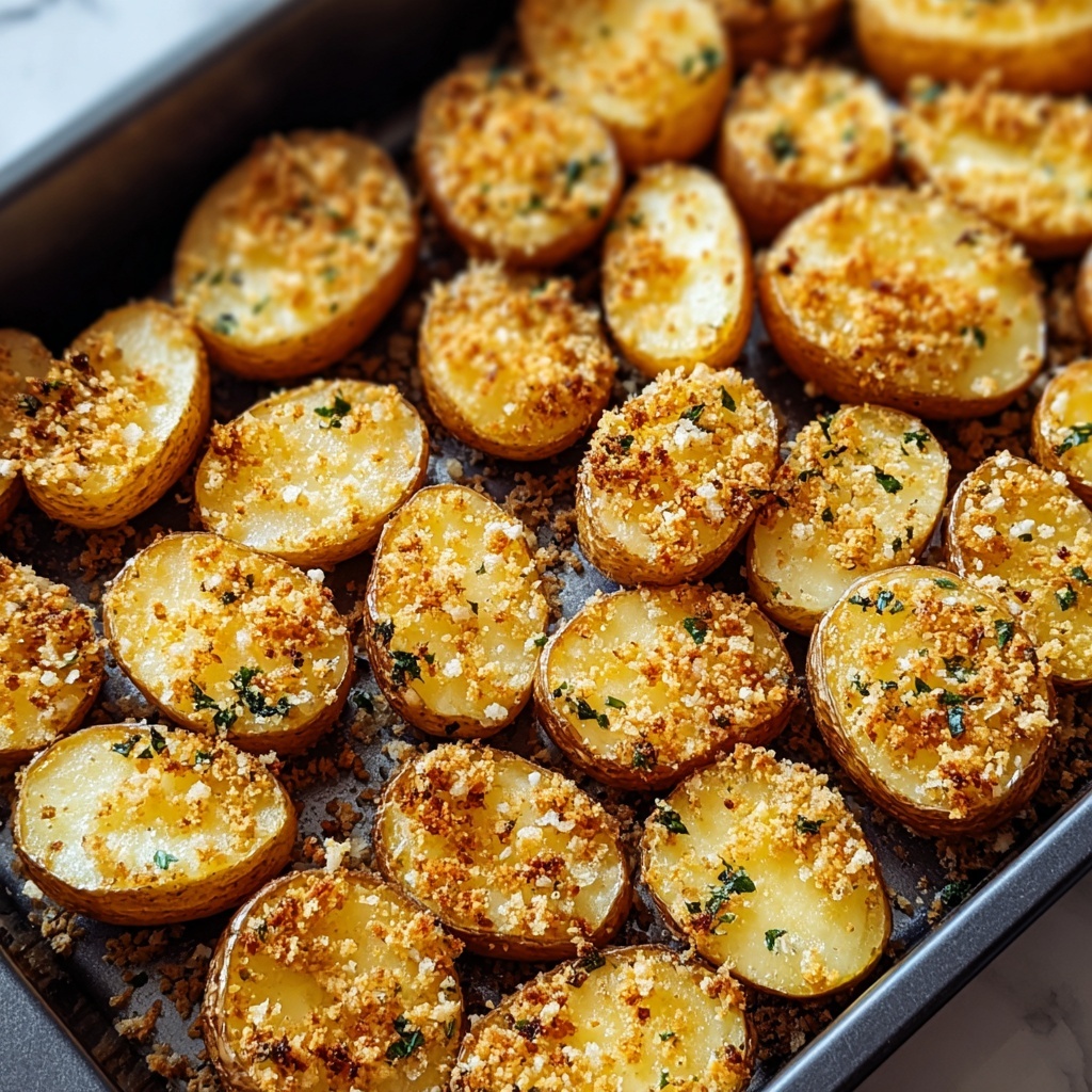 Crispy Garlic Parmesan Crusted Potatoes Recipe - Recipe Image