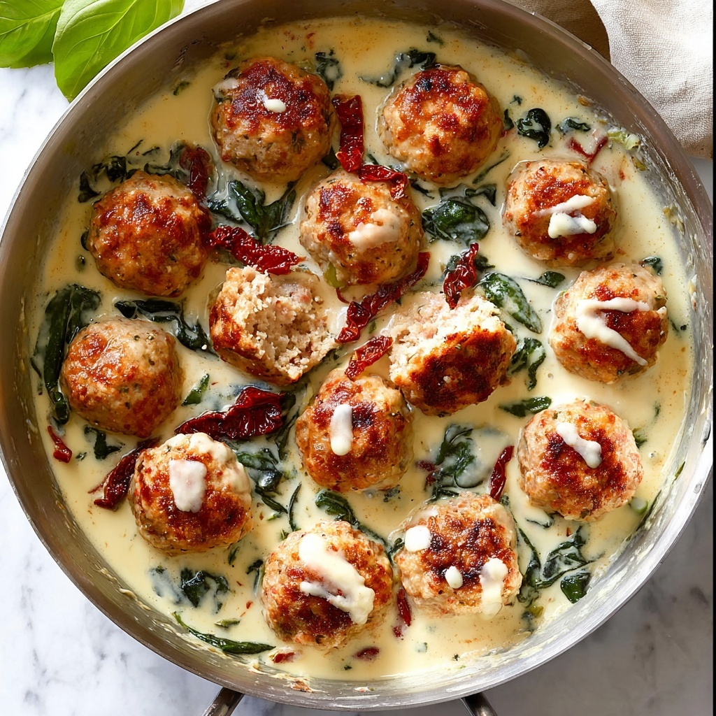 Baked Chicken Ricotta Meatballs in Creamy Spinach Sauce Recipe - Recipe Image