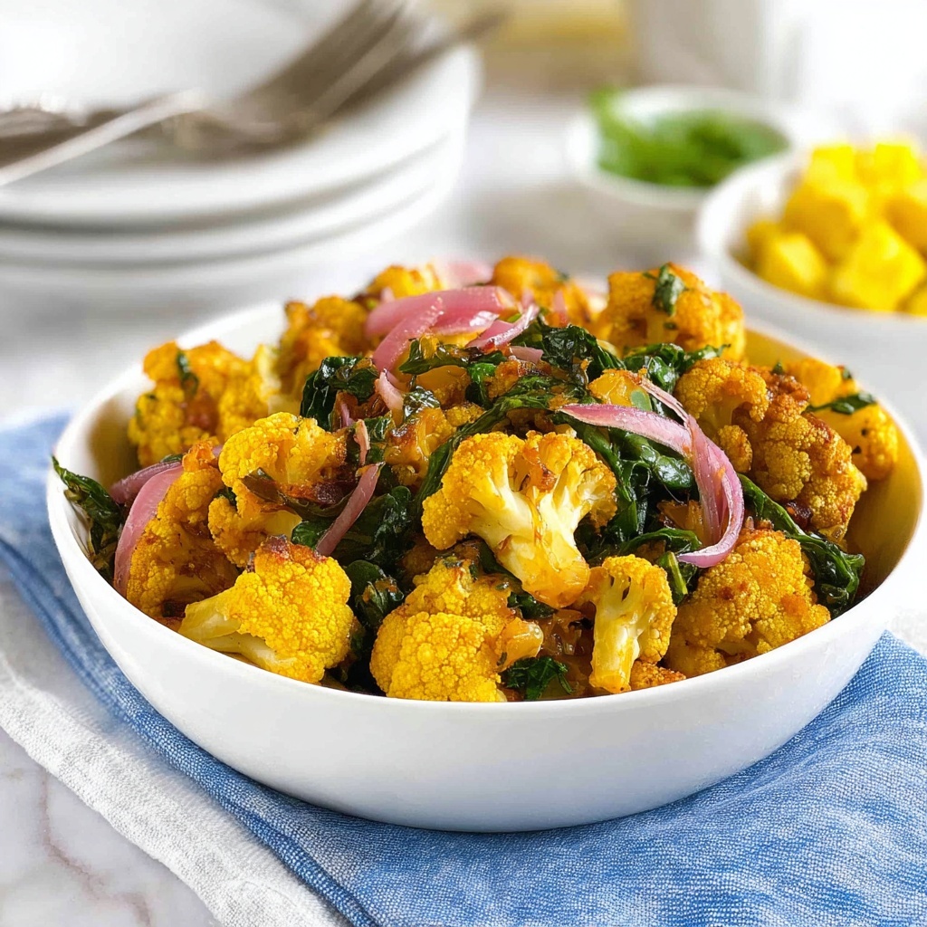Turmeric Roasted Cauliflower Salad with Tahini, Dates, and Spinach Recipe - Recipe Image