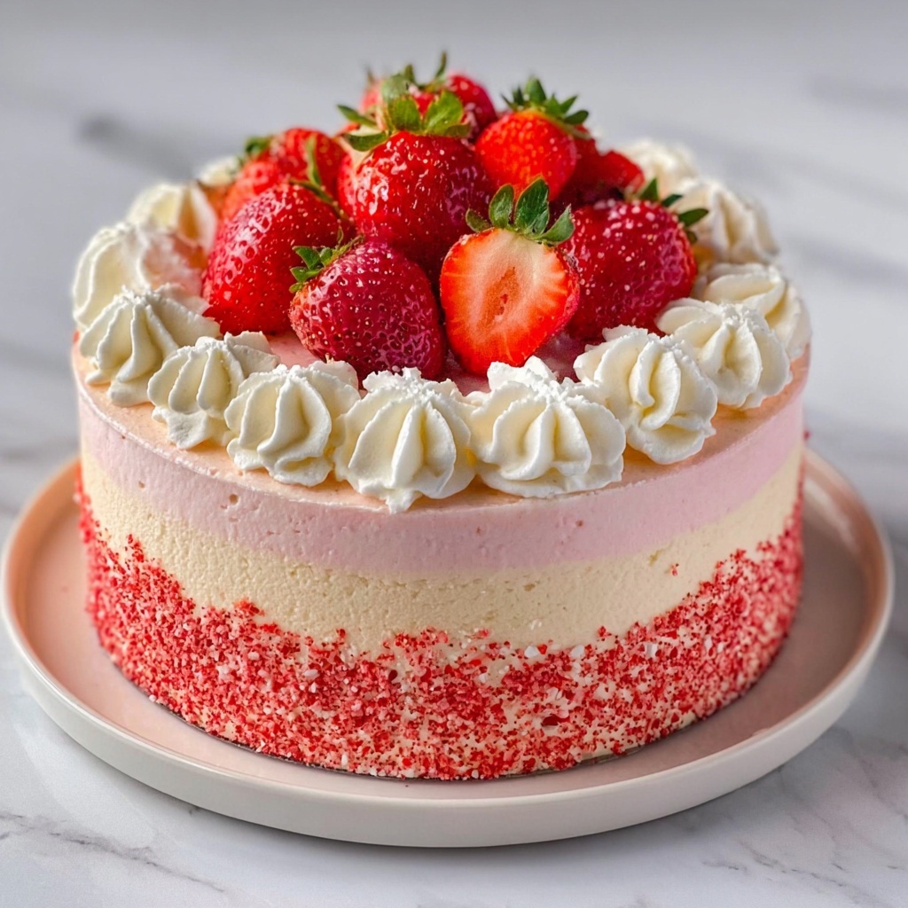 Vanilla Strawberry Ombre Cake Recipe - Recipe Image
