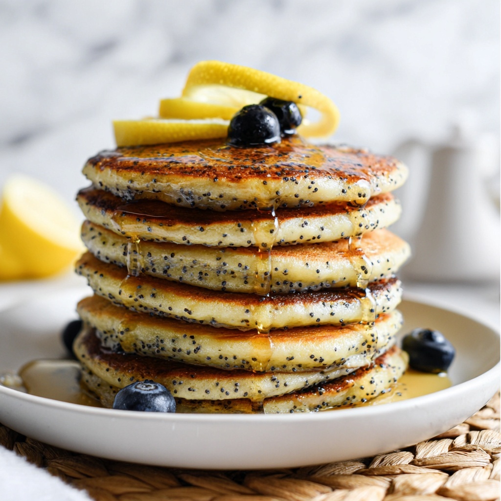 Lemon Poppy Seed Pancakes with Lemon Glaze Recipe - Recipe Image