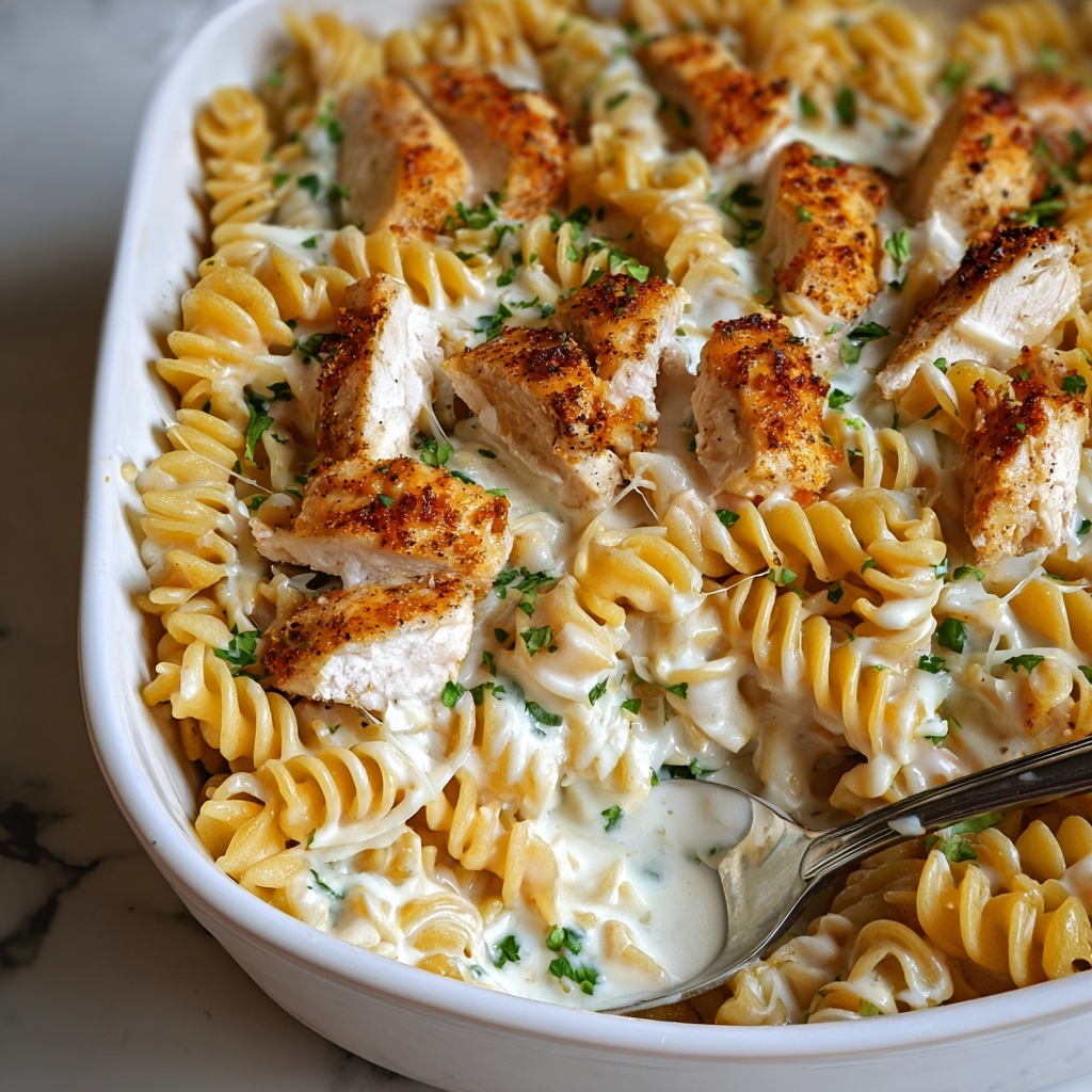 Creamy Garlic Parmesan Chicken Pasta Bake Recipe - Recipe Image