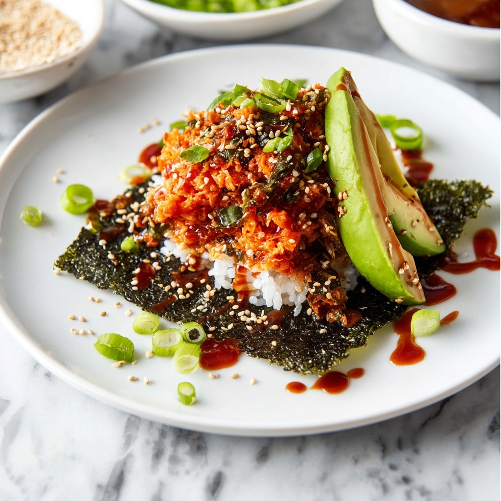 Salmon Sushi Bake with Avocado and Crispy Topping Recipe - Recipe Image