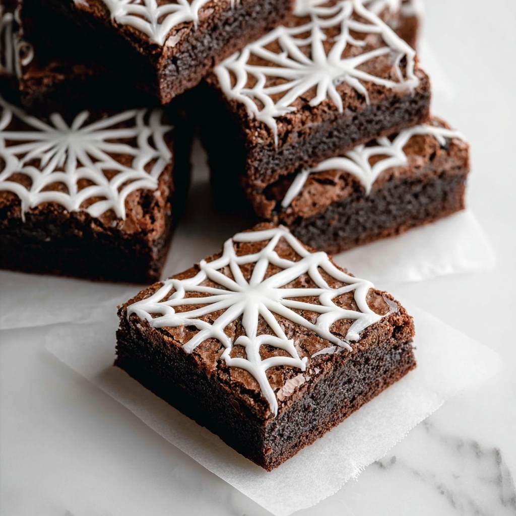 White Chocolate Spiderweb Brownies Recipe - Recipe Image