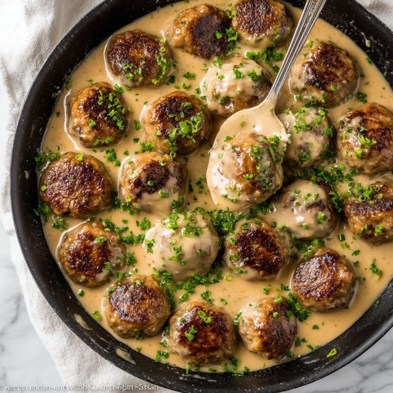 Swedish Meatballs with Creamy Gravy and Lingonberry Jam Recipe