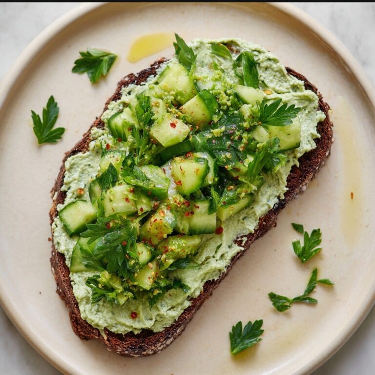 Smashed Cucumber Toast with Artichoke Edamame Spread Recipe