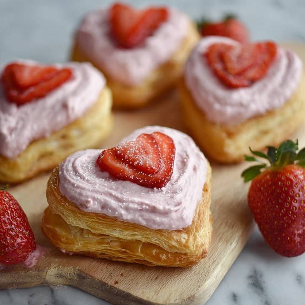 Cheese and Strawberry Heart Pastries Recipe - Recipe Image