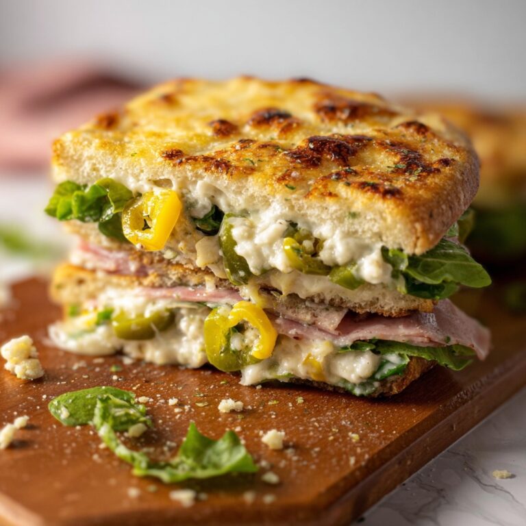 Focaccia Grinder Sandwich with Pesto, Salame, and Veggie Toppings Recipe
