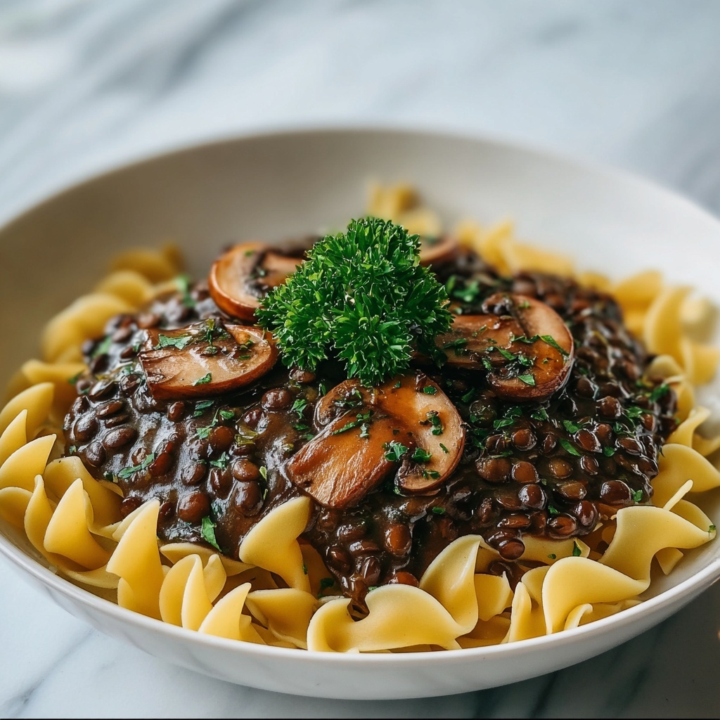 Simple Lentil Mushroom Stroganoff Recipe - Recipe Image
