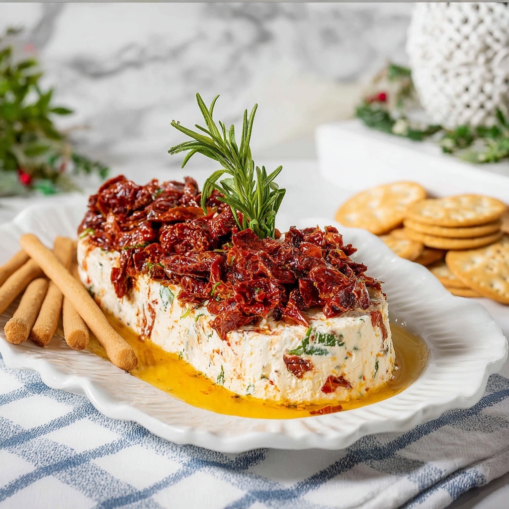 Festive Holiday Antipasto Cream Cheese Log Recipe - Recipe Image