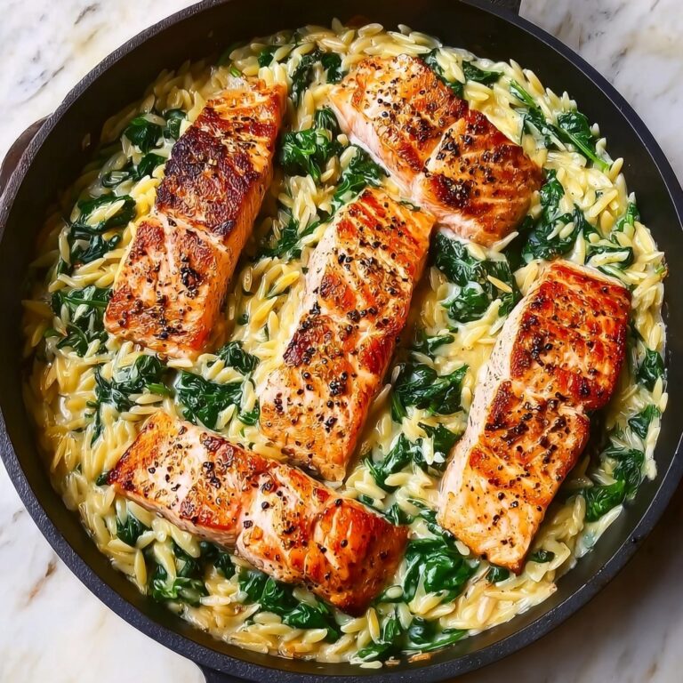 One Skillet Salmon with Lemon Orzo Recipe