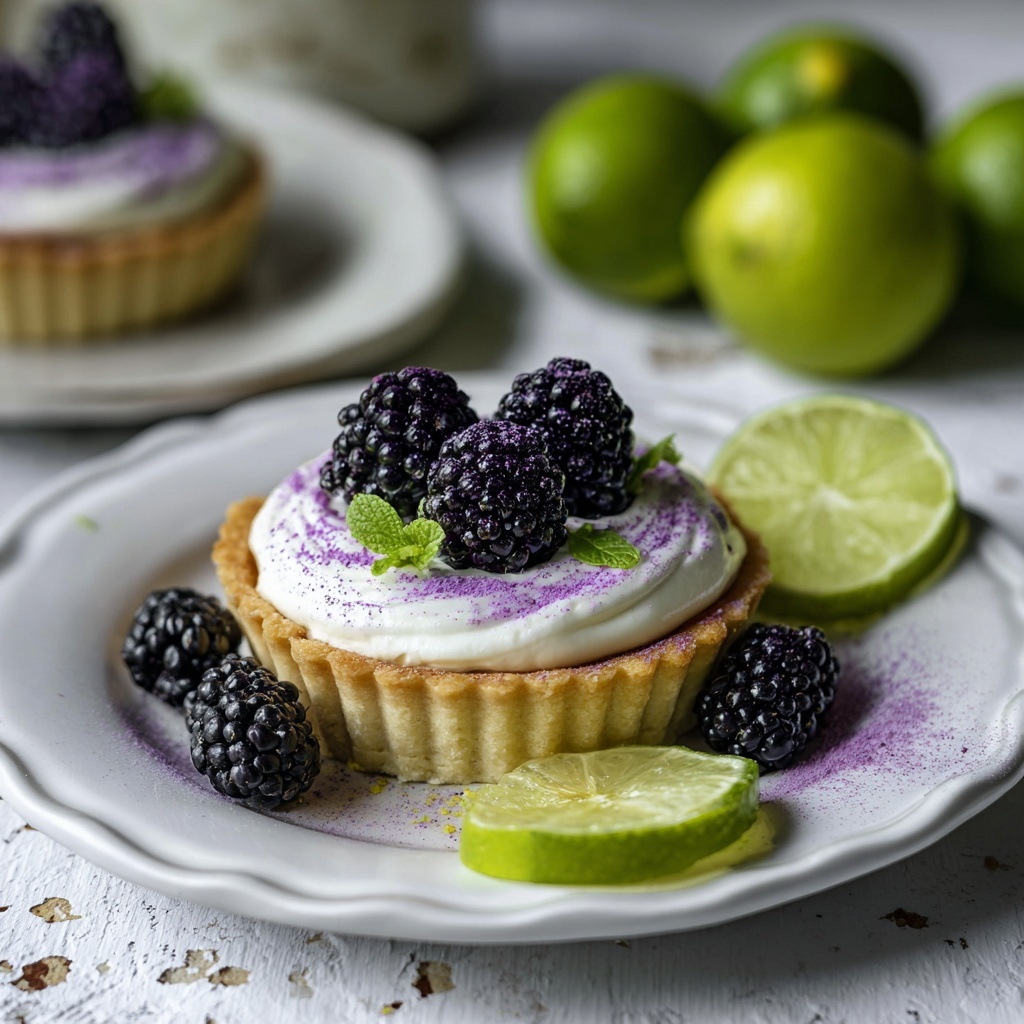 Mini Key Lime Pies with Blackberry Topping Recipe - Recipe Image
