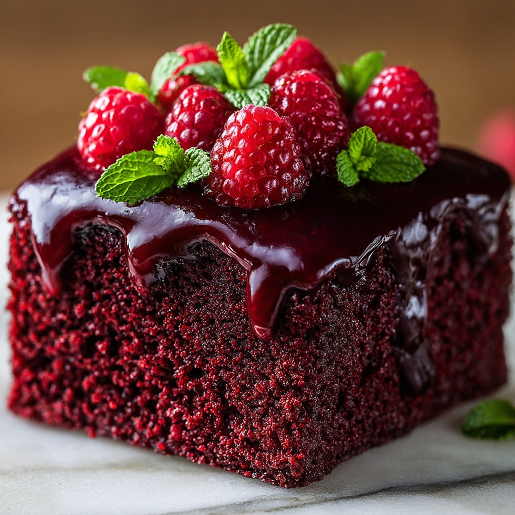Luscious Red Velvet Raspberry Poke Cake Recipe - Recipe Image