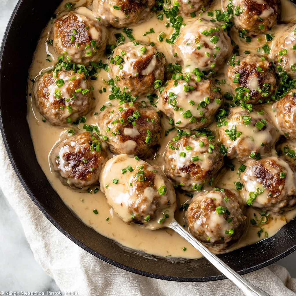 Swedish Meatballs with Creamy Gravy and Lingonberry Jam Recipe - Recipe Image