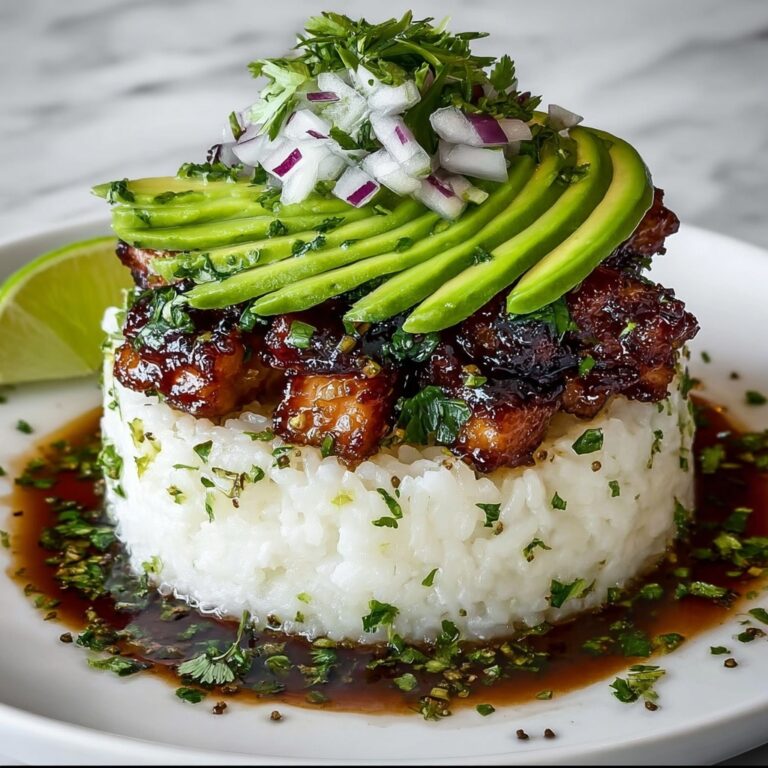Avocado Rice Stack with Grilled Chicken and Lime Recipe