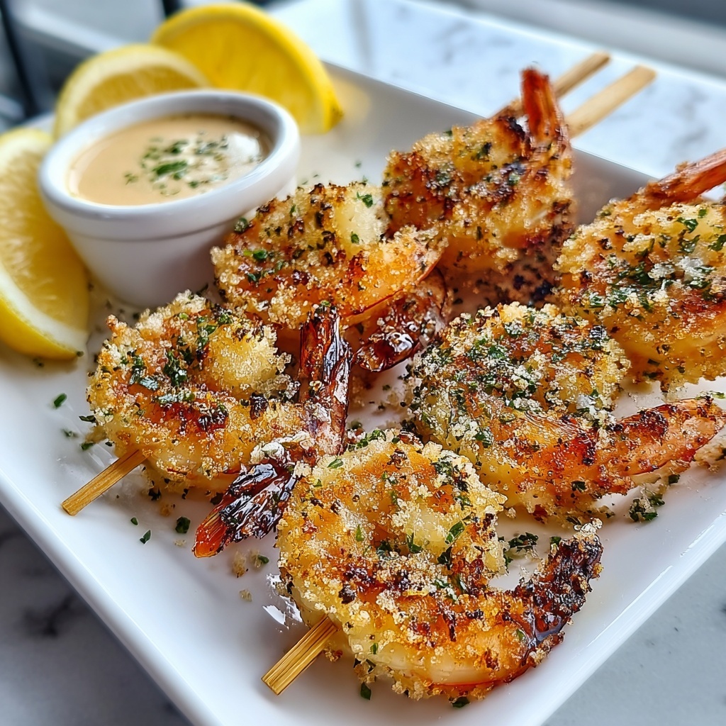Garlic Parmesan Shrimp Skewers Recipe - Recipe Image