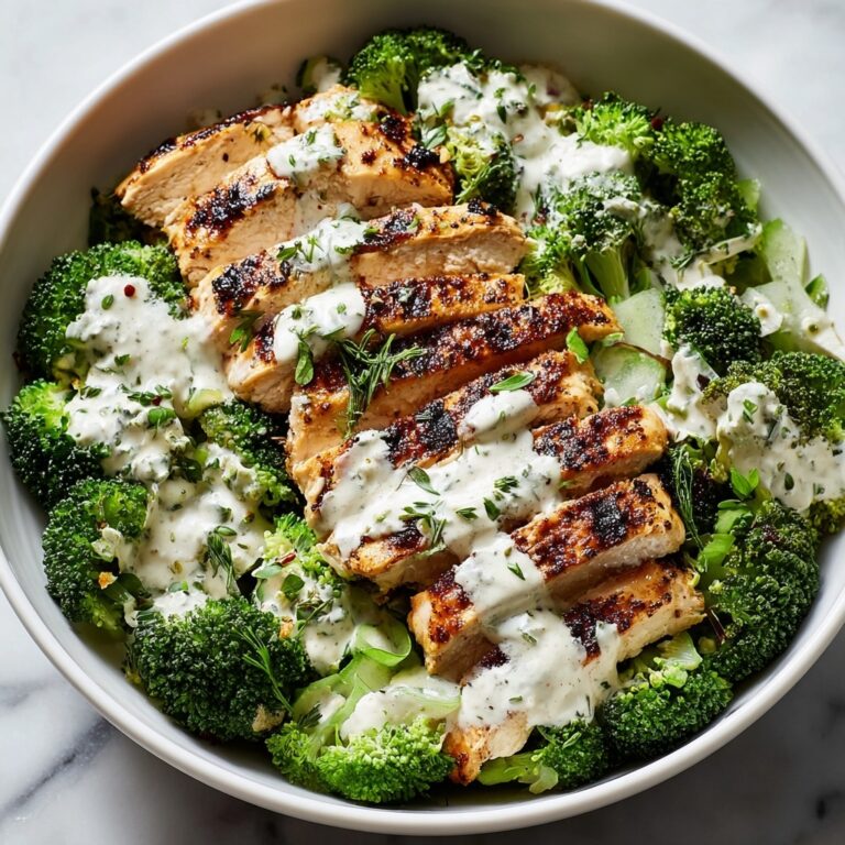 Grilled Chicken Broccoli Bowls with Creamy Garlic Sauce Recipe