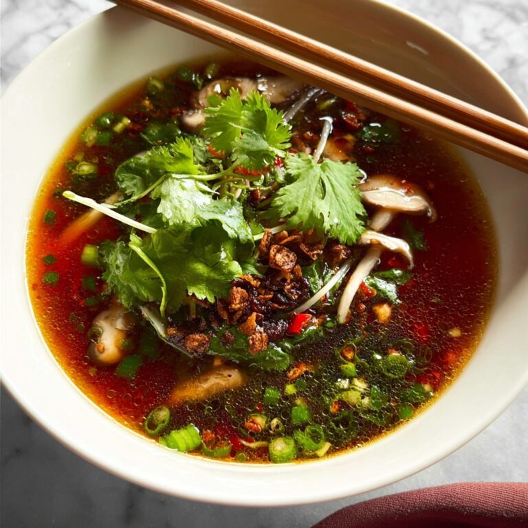 Quick Chinese Vegetable Soup with Enoki Mushrooms and Crispy Shallots Recipe
