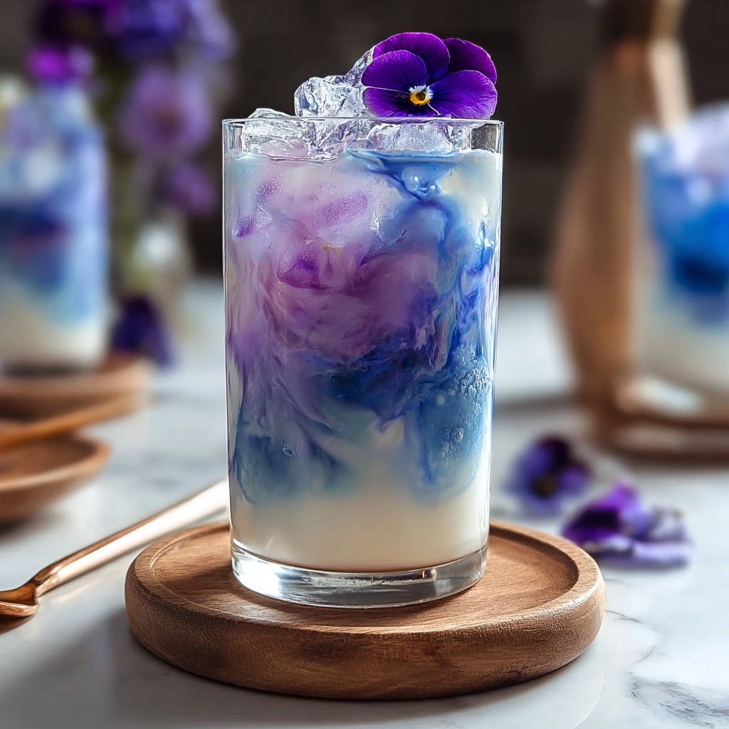 Iced Butterfly Pea Flower Tea Latte Recipe - Recipe Image