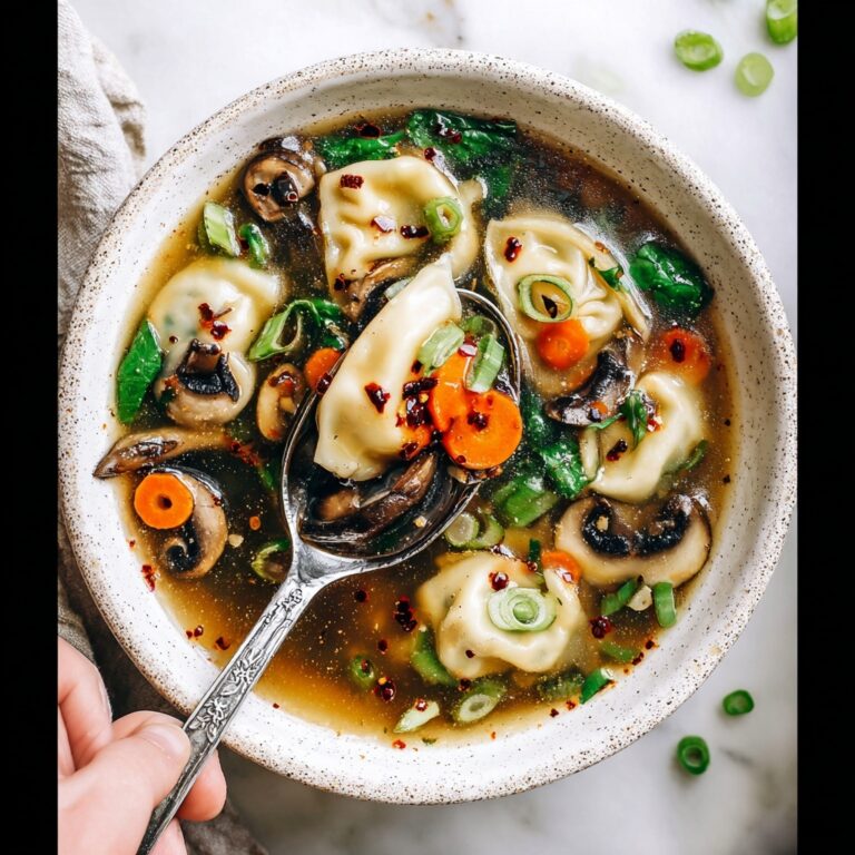 Potsticker Soup with Mushrooms, Spinach, and Ginger Recipe