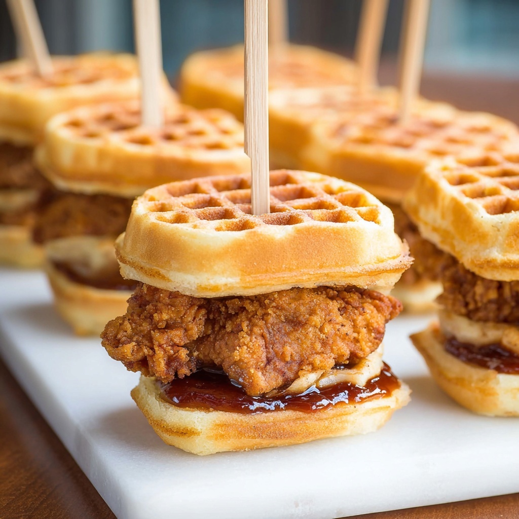 Chicken and Waffle Sliders with Bacon Jam and Maple Syrup Recipe - Recipe Image