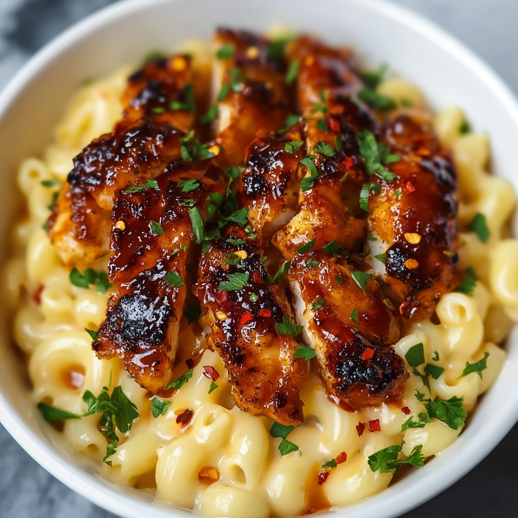 Spicy Honey Pepper Chicken with Creamy Mac and Cheese Recipe - Recipe Image