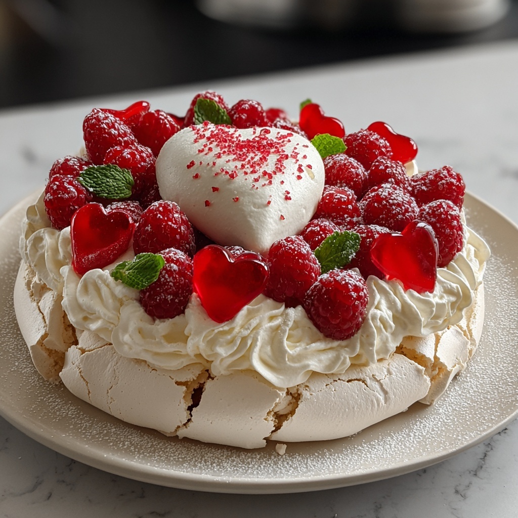 Heart-Shaped Pavlova with Fresh Berries and Cream Recipe - Recipe Image