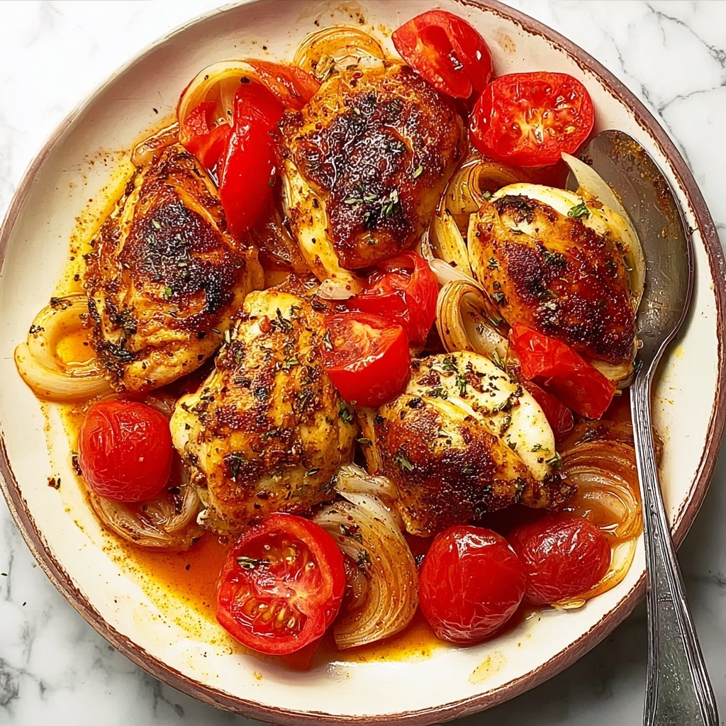 Spicy Vinegar Chicken over Tomatoes Recipe - Recipe Image