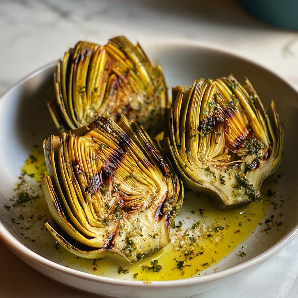 Grilled Artichokes with Garlic Butter Recipe - Recipe Image