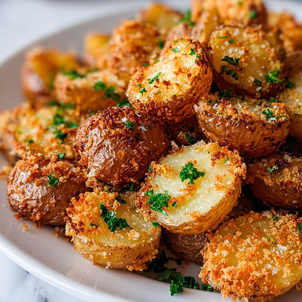 Crispy Garlic Parmesan Crusted Potatoes Recipe - Recipe Image