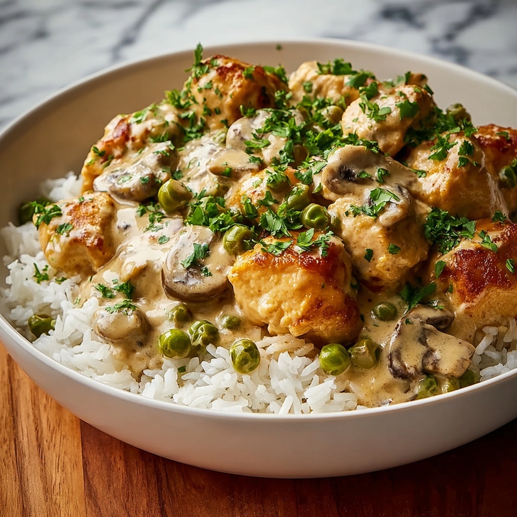 Quick & Easy Creamy Smothered Chicken & Rice Dinner Recipe - Recipe Image