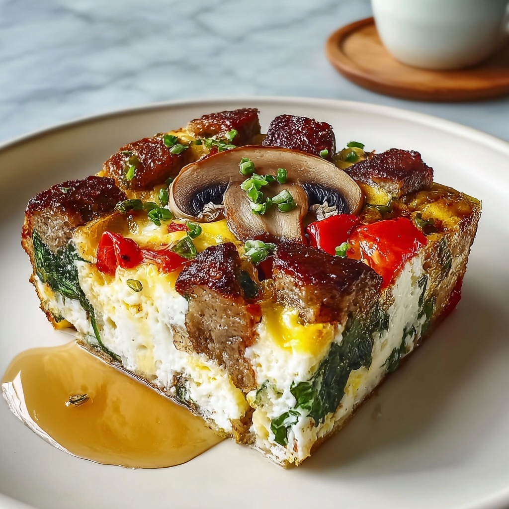 Hearty Sausage Spinach Mushroom Egg Bake Recipe - Recipe Image