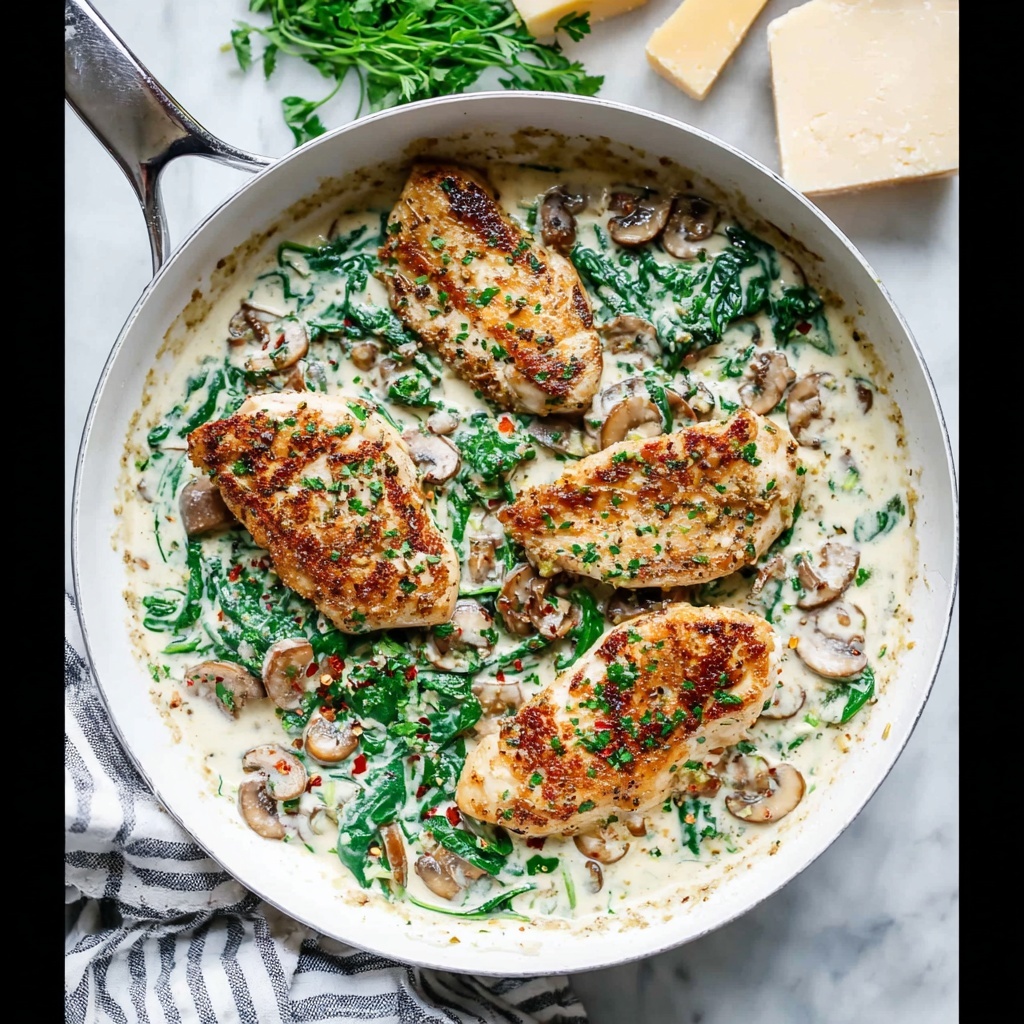 Creamy Spinach Mushroom Chicken Recipe - Recipe Image