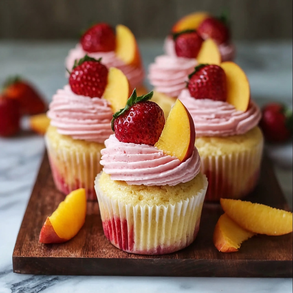 Mango Strawberry Sunset Cupcakes Recipe - Recipe Image