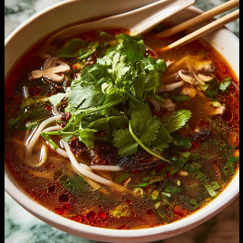 Quick Chinese Vegetable Soup with Enoki Mushrooms and Crispy Shallots Recipe - Recipe Image