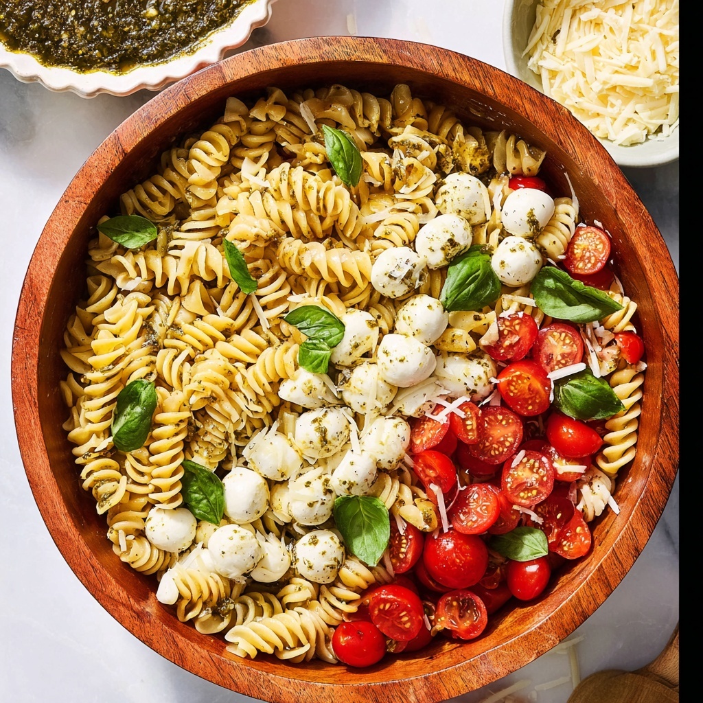 Caprese Pesto Pasta Salad Recipe - Recipe Image