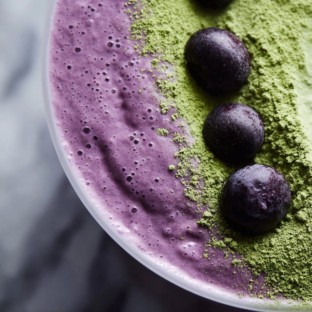 Wild Blueberry Vanilla Matcha Smoothie Recipe - Recipe Image