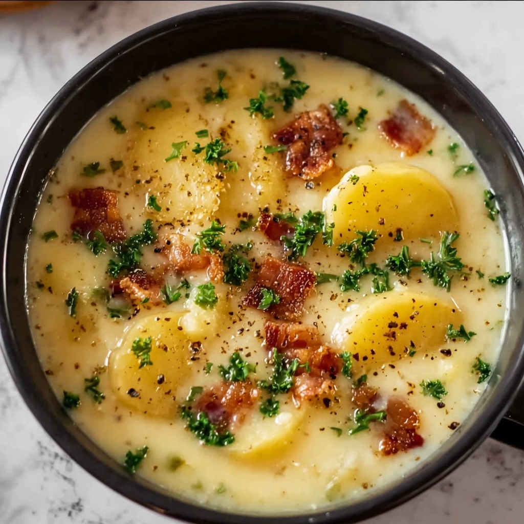 German Potato Soup with Sausage and Bacon Recipe - Recipe Image