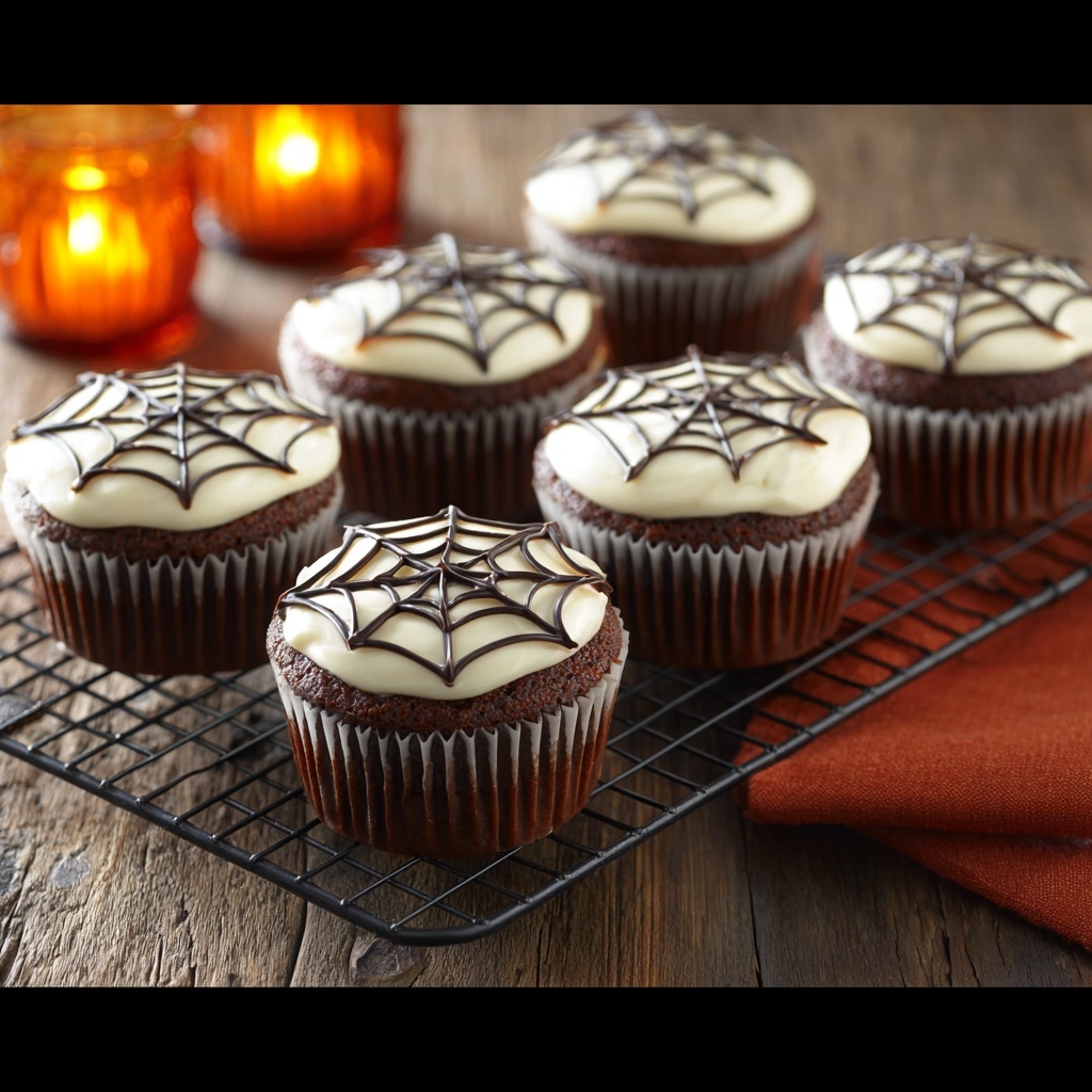 Halloween Cupcakes with Cobweb Icing Recipe - Recipe Image