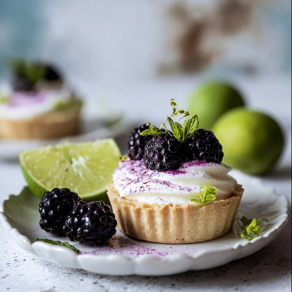 Mini Key Lime Pies with Blackberry Topping Recipe - Recipe Image