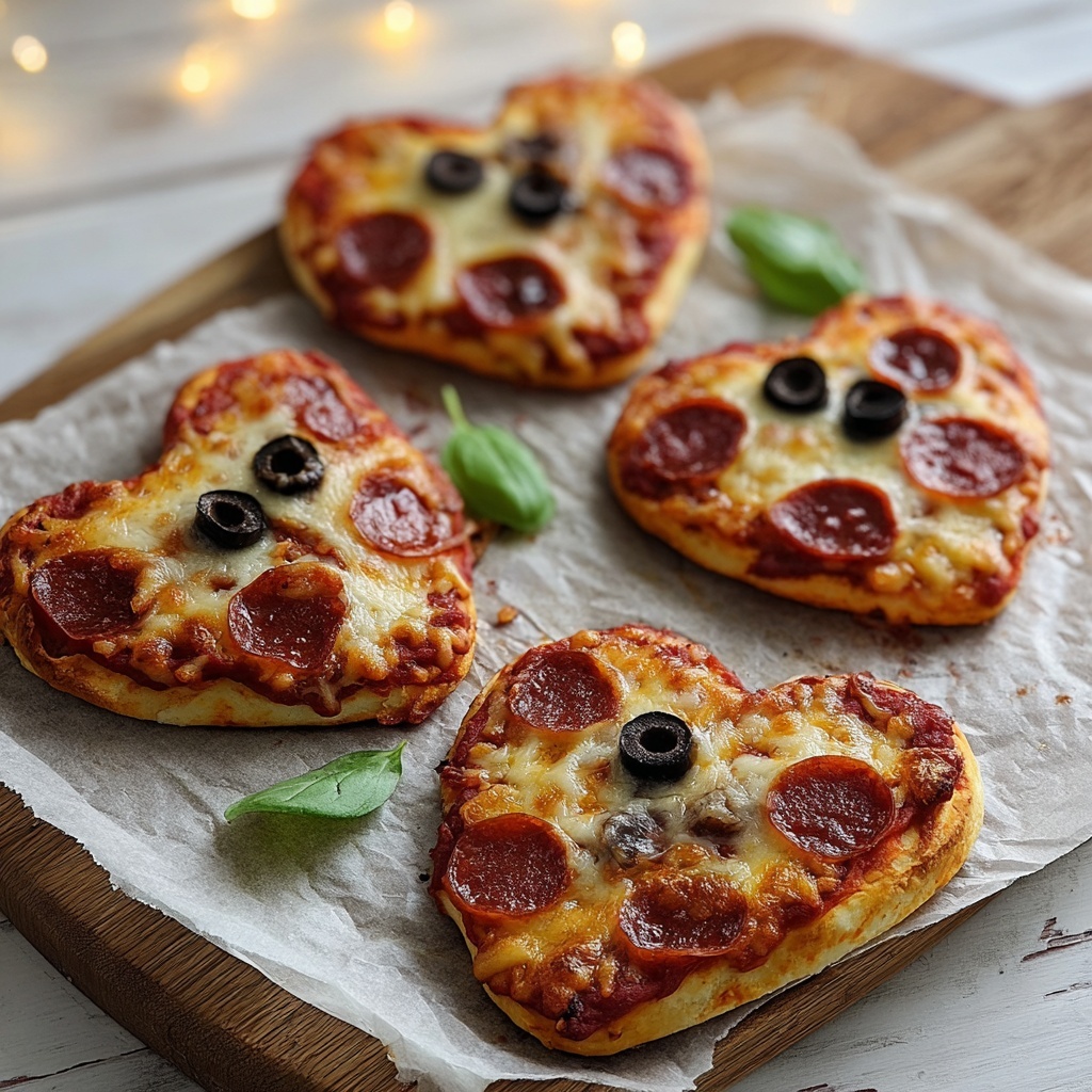 Heart Shaped Mini Pizzas Recipe - Recipe Image