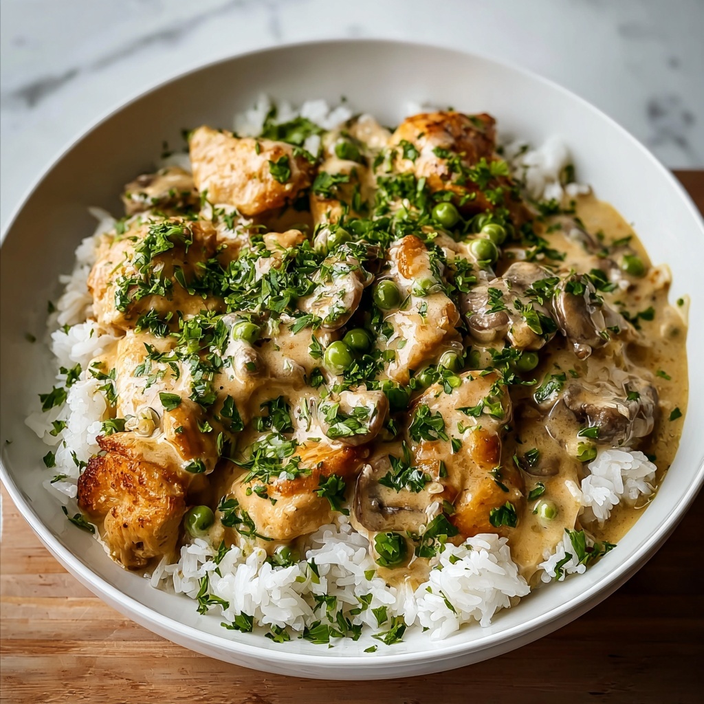 Quick & Easy Creamy Smothered Chicken & Rice Dinner Recipe - Recipe Image