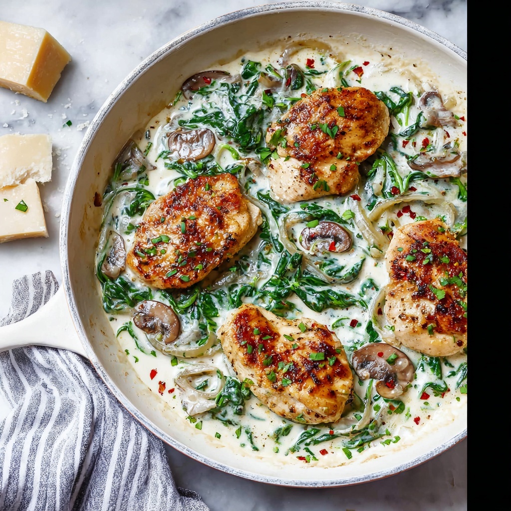 Creamy Spinach Mushroom Chicken Recipe - Recipe Image
