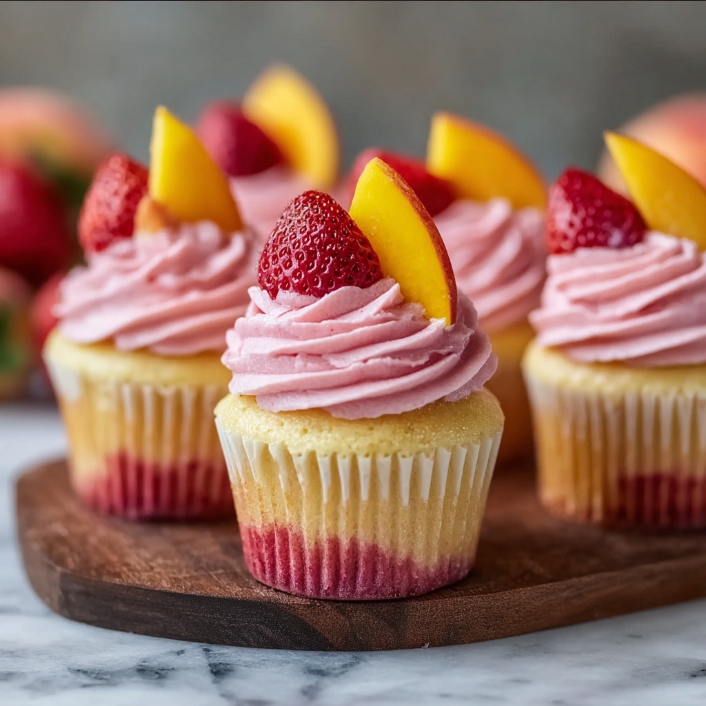 Mango Strawberry Sunset Cupcakes Recipe - Recipe Image