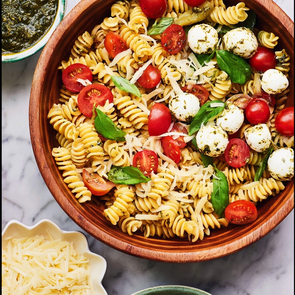 Caprese Pesto Pasta Salad Recipe - Recipe Image