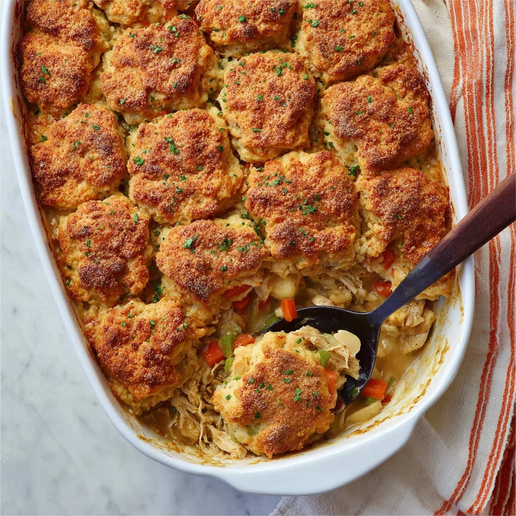 Buffalo Chicken Pot Pie with Cheddar Biscuit Topping Recipe - Recipe Image