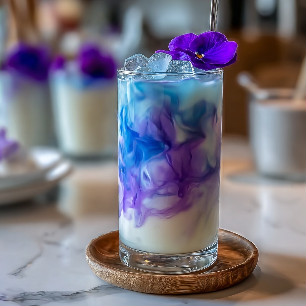 Iced Butterfly Pea Flower Tea Latte Recipe - Recipe Image
